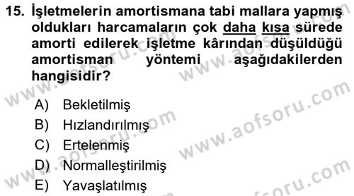 Maliye Politikası 2 Dersi 2017 - 2018 Yılı 3 Ders Sınav Soruları 15. Soru