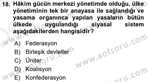 Maliye Politikası 2 Dersi 2017 - 2018 Yılı 3 Ders Sınav Soruları 18. Soru