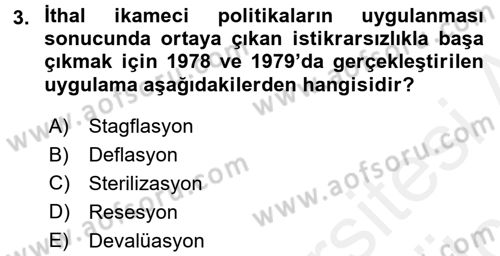 Maliye Politikası 2 Dersi 2017 - 2018 Yılı 3 Ders Sınav Soruları 3. Soru
