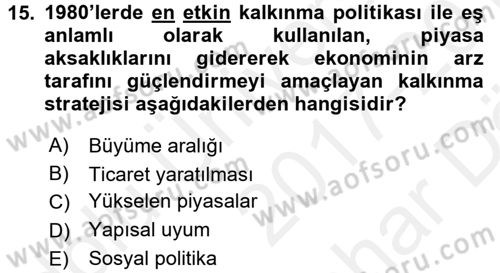 Maliye Politikası 2 Dersi 2017 - 2018 Yılı (Vize) Ara Sınav Soruları 15. Soru