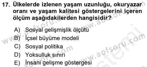 Maliye Politikası 2 Dersi 2017 - 2018 Yılı (Vize) Ara Sınav Soruları 17. Soru