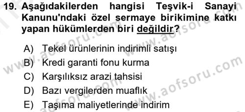 Maliye Politikası 2 Dersi 2017 - 2018 Yılı (Vize) Ara Sınav Soruları 19. Soru