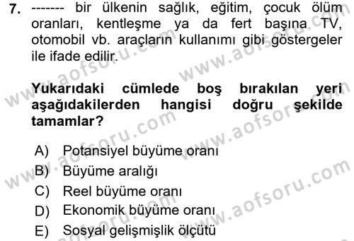 Maliye Politikası 2 Dersi 2017 - 2018 Yılı (Vize) Ara Sınav Soruları 7. Soru