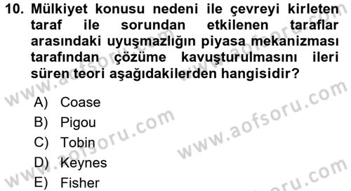 Maliye Politikası 2 Dersi 2017 - 2018 Yılı (Final) Dönem Sonu Sınav Soruları 10. Soru
