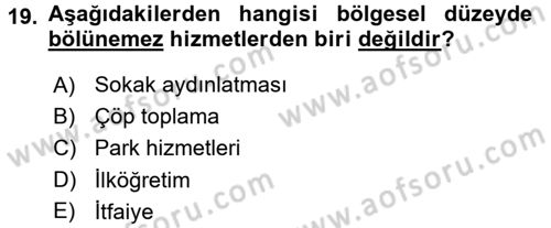 Maliye Politikası 2 Dersi 2017 - 2018 Yılı (Final) Dönem Sonu Sınav Soruları 19. Soru