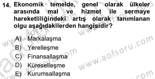 Maliye Politikası 2 Dersi 2018 - 2019 Yılı 3 Ders Sınav Soruları 14. Soru