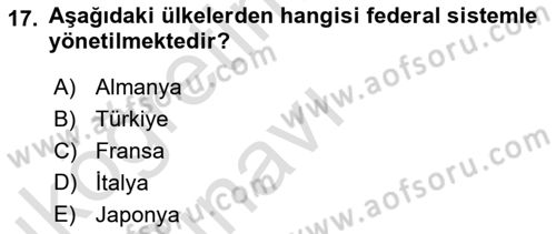 Maliye Politikası 2 Dersi 2018 - 2019 Yılı 3 Ders Sınav Soruları 17. Soru