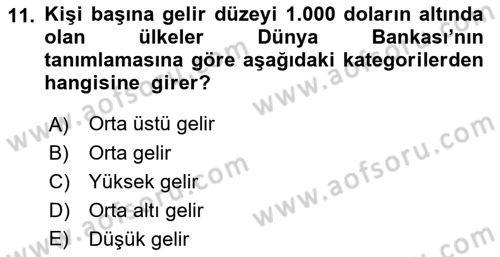 Maliye Politikası 2 Dersi 2018 - 2019 Yılı (Vize) Ara Sınav Soruları 11. Soru