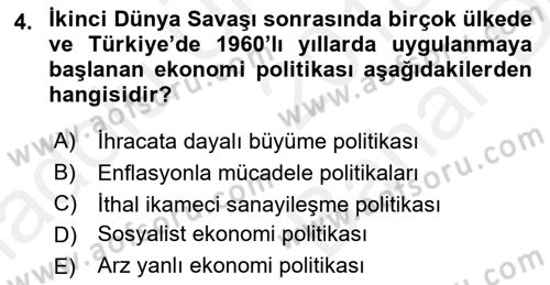 Maliye Politikası 2 Dersi 2018 - 2019 Yılı (Vize) Ara Sınav Soruları 4. Soru
