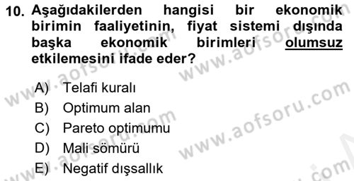 Maliye Politikası 2 Dersi 2018 - 2019 Yılı (Final) Dönem Sonu Sınav Soruları 10. Soru