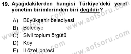 Maliye Politikası 2 Dersi 2018 - 2019 Yılı (Final) Dönem Sonu Sınav Soruları 19. Soru