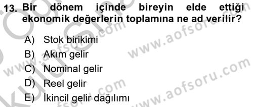 Maliye Politikası 2 Dersi 2018 - 2019 Yılı Yaz Okulu Sınav Soruları 13. Soru