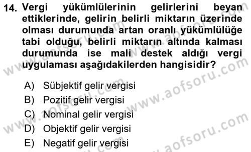 Maliye Politikası 2 Dersi 2018 - 2019 Yılı Yaz Okulu Sınav Soruları 14. Soru