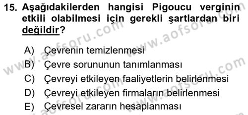 Maliye Politikası 2 Dersi 2018 - 2019 Yılı Yaz Okulu Sınav Soruları 15. Soru