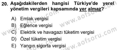 Maliye Politikası 2 Dersi 2018 - 2019 Yılı Yaz Okulu Sınav Soruları 20. Soru
