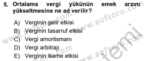 Maliye Politikası 2 Dersi 2018 - 2019 Yılı Yaz Okulu Sınav Soruları 5. Soru