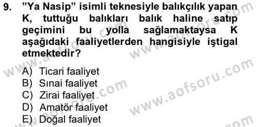 Vergi Uygulamaları Dersi 2012 - 2013 Yılı (Vize) Ara Sınav Soruları 9. Soru