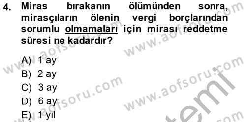 Vergi Uygulamaları Dersi 2013 - 2014 Yılı (Vize) Ara Sınav Soruları 4. Soru