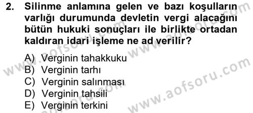Vergi Uygulamaları Dersi 2013 - 2014 Yılı Tek Ders Sınav Soruları 2. Soru