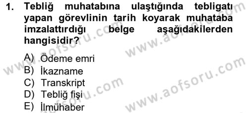 Vergi Uygulamaları Dersi 2014 - 2015 Yılı Tek Ders Sınav Soruları 1. Soru