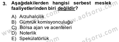 Vergi Uygulamaları Dersi 2014 - 2015 Yılı Tek Ders Sınavı 3. Soru