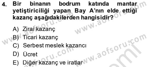 Vergi Uygulamaları Dersi 2014 - 2015 Yılı Tek Ders Sınav Soruları 4. Soru