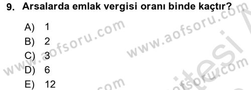 Vergi Uygulamaları Dersi 2015 - 2016 Yılı (Final) Dönem Sonu Sınav Soruları 9. Soru