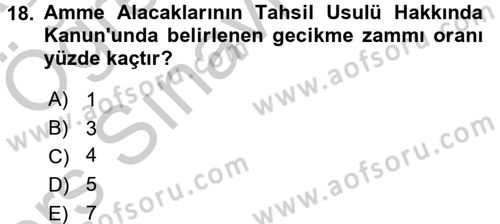 Vergi Uygulamaları Dersi 2016 - 2017 Yılı 3 Ders Sınav Soruları 18. Soru