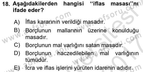 Vergi Uygulamaları Dersi 2016 - 2017 Yılı (Final) Dönem Sonu Sınav Soruları 18. Soru