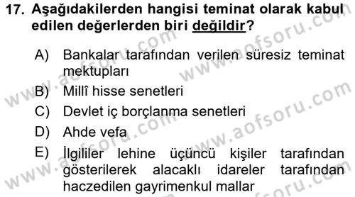 Vergi Uygulamaları Dersi 2017 - 2018 Yılı (Final) Dönem Sonu Sınav Soruları 17. Soru