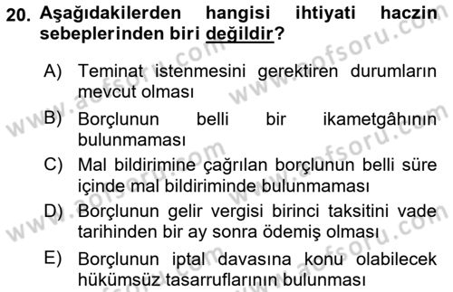Vergi Uygulamaları Dersi 2018 - 2019 Yılı (Final) Dönem Sonu Sınav Soruları 20. Soru