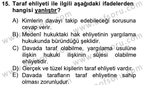 Vergi Yargılaması Hukuku Dersi 2012 - 2013 Yılı (Vize) Ara Sınav Soruları 15. Soru