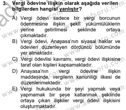 Vergi Yargılaması Hukuku Dersi 2012 - 2013 Yılı (Vize) Ara Sınav Soruları 3. Soru