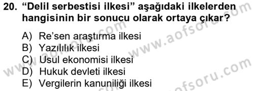 Vergi Yargılaması Hukuku Dersi 2012 - 2013 Yılı (Final) Dönem Sonu Sınav Soruları 20. Soru