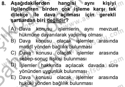 Vergi Yargılaması Hukuku Dersi 2012 - 2013 Yılı (Final) Dönem Sonu Sınav Soruları 8. Soru