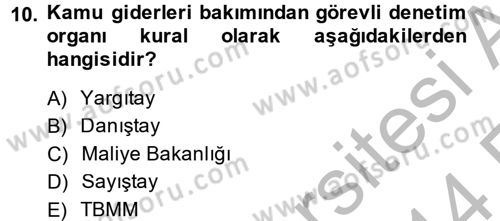 Vergi Yargılaması Hukuku Dersi 2013 - 2014 Yılı (Vize) Ara Sınav Soruları 10. Soru