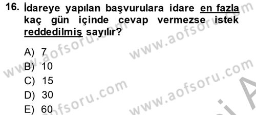 Vergi Yargılaması Hukuku Dersi 2013 - 2014 Yılı (Vize) Ara Sınav Soruları 16. Soru