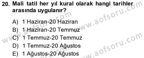 Vergi Yargılaması Hukuku Dersi 2013 - 2014 Yılı (Vize) Ara Sınav Soruları 20. Soru