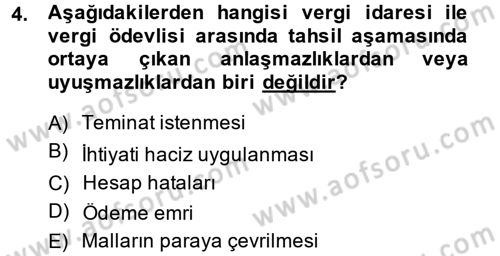 Vergi Yargılaması Hukuku Dersi 2013 - 2014 Yılı (Vize) Ara Sınav Soruları 4. Soru