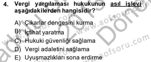 Vergi Yargılaması Hukuku Dersi 2013 - 2014 Yılı (Final) Dönem Sonu Sınav Soruları 4. Soru