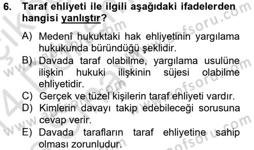 Vergi Yargılaması Hukuku Dersi 2013 - 2014 Yılı Tek Ders Sınav Soruları 6. Soru