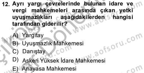 Vergi Yargılaması Hukuku Dersi 2014 - 2015 Yılı (Vize) Ara Sınav Soruları 12. Soru
