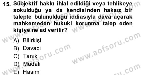 Vergi Yargılaması Hukuku Dersi 2014 - 2015 Yılı (Vize) Ara Sınav Soruları 15. Soru