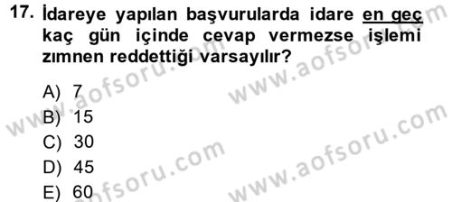 Vergi Yargılaması Hukuku Dersi 2014 - 2015 Yılı (Vize) Ara Sınav Soruları 17. Soru
