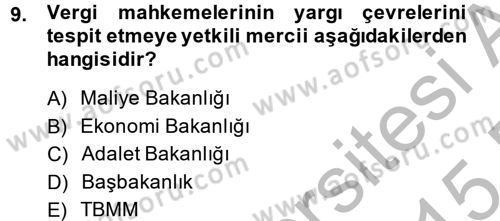 Vergi Yargılaması Hukuku Dersi 2014 - 2015 Yılı (Vize) Ara Sınav Soruları 9. Soru