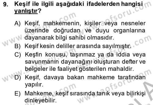 Vergi Yargılaması Hukuku Dersi 2014 - 2015 Yılı (Final) Dönem Sonu Sınav Soruları 9. Soru