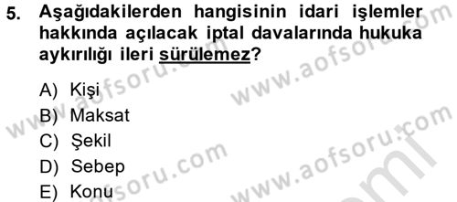 Vergi Yargılaması Hukuku Dersi 2014 - 2015 Yılı Tek Ders Sınav Soruları 5. Soru