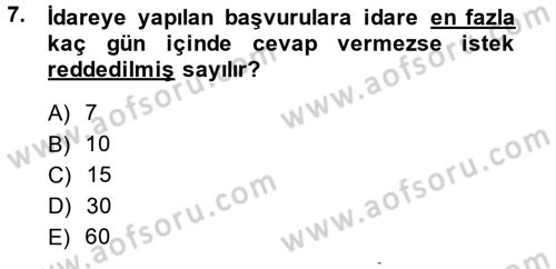 Vergi Yargılaması Hukuku Dersi 2014 - 2015 Yılı Tek Ders Sınav Soruları 7. Soru