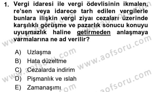 Vergi Yargılaması Hukuku Dersi 2015 - 2016 Yılı (Vize) Ara Sınav Soruları 1. Soru