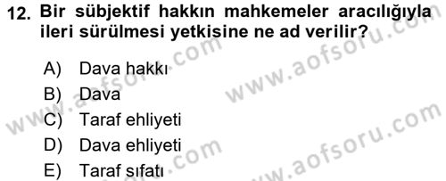 Vergi Yargılaması Hukuku Dersi 2015 - 2016 Yılı (Vize) Ara Sınav Soruları 12. Soru